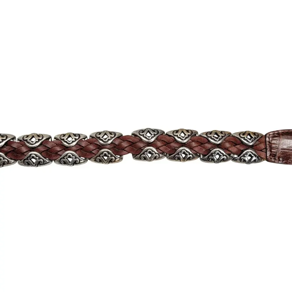 Brighton Vintage 1996 Womens Braided Leather Western Concho Belt Brown Size M